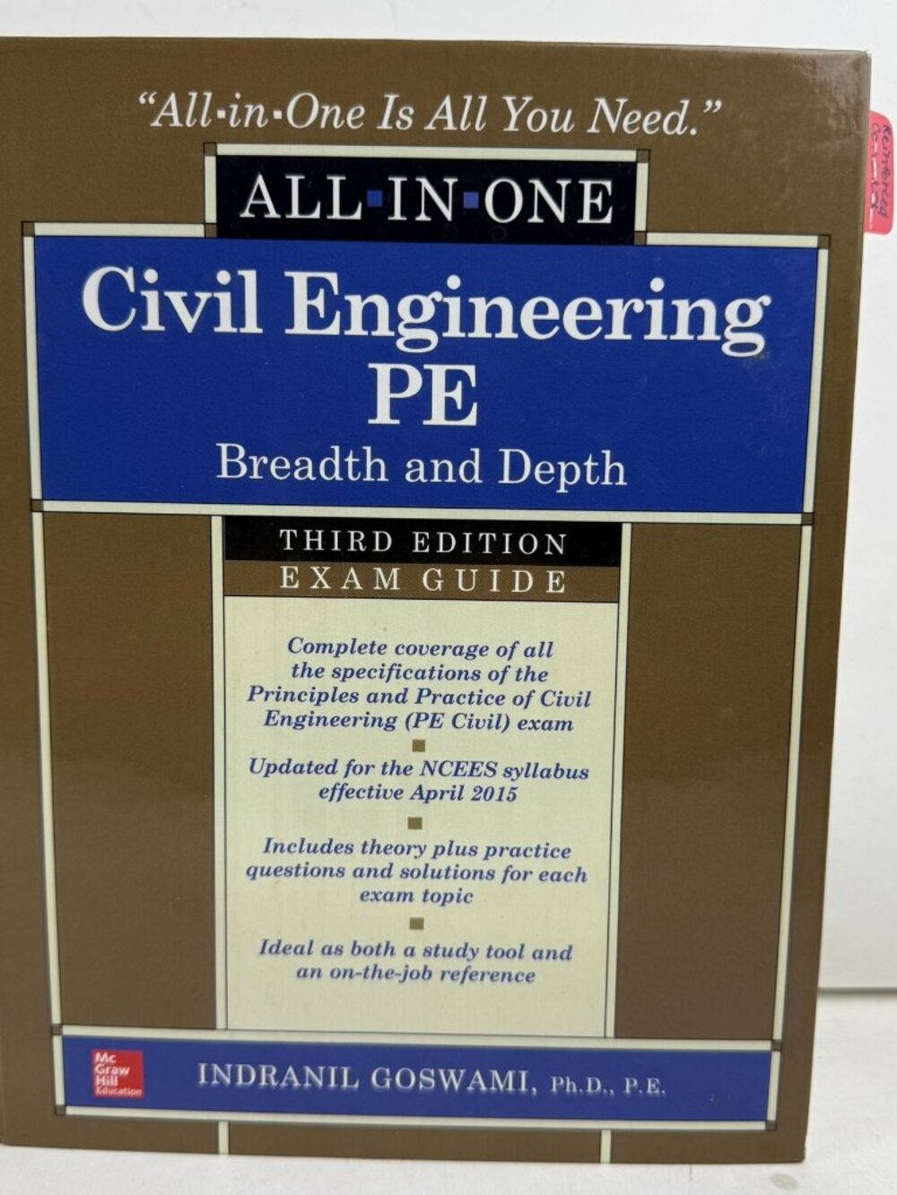 Civil Engineering PE Breadth & Depth Exam Guide 3rd Edition Goswami 0071821953